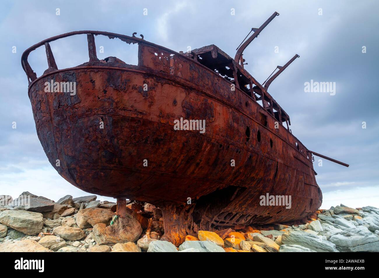 Plassey ship wreck on Inisheer island, smallest of the Aran islands on the Wild Atlantic Way in Galway Ireland Stock Photo