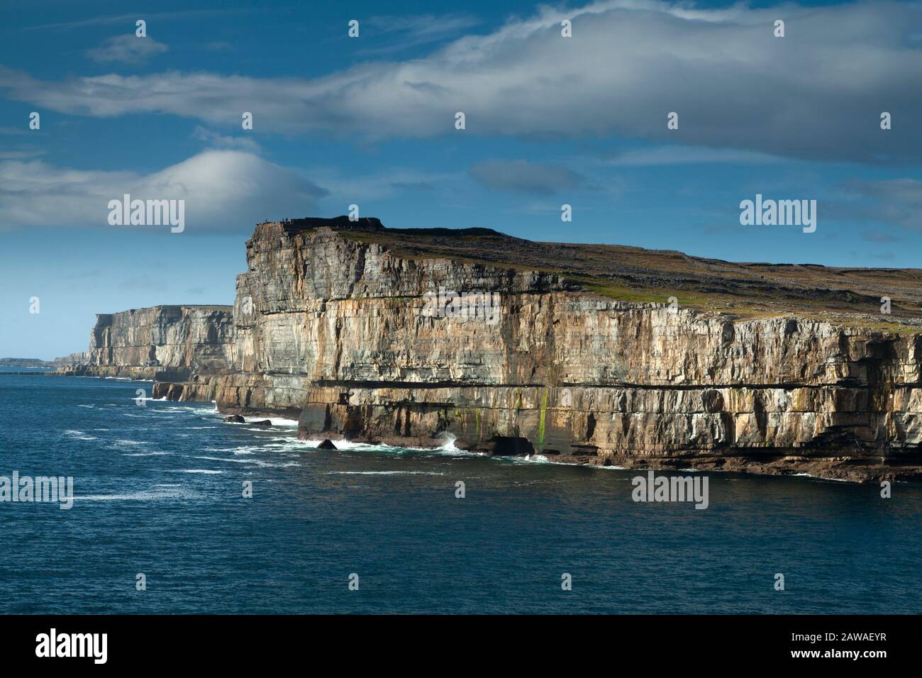 Dun Aonghasa fort on the cliffs of Inishmore island, largest of the Aran islands on the Wild Atlantic Way in Galway Ireland Stock Photo