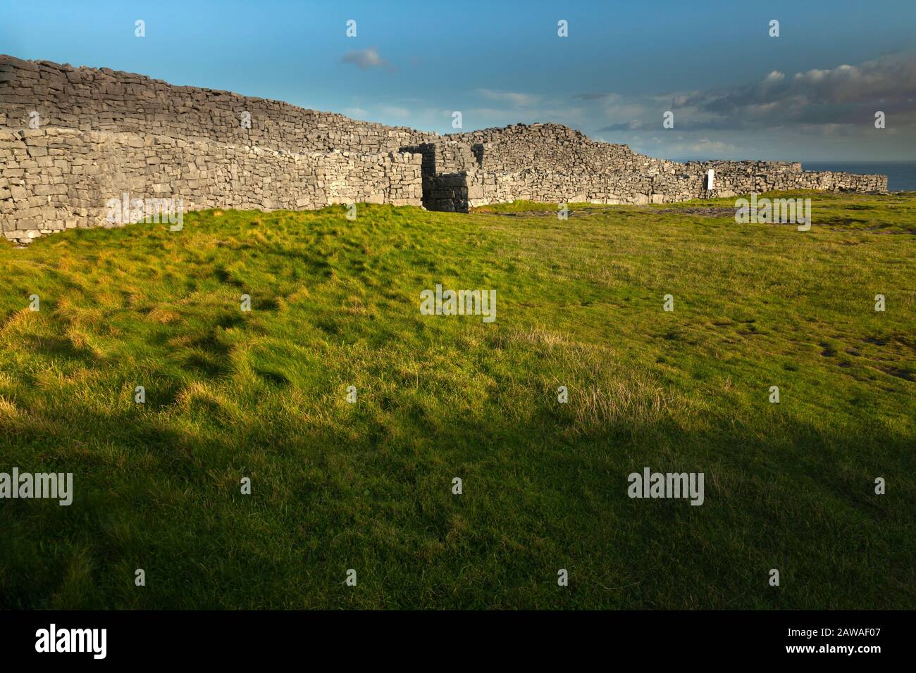 Diun Aengus fort or Dun Aonghasa Inishmore island, largest of the Aran islands on the Wild Atlantic Way in Galway Ireland Stock Photo