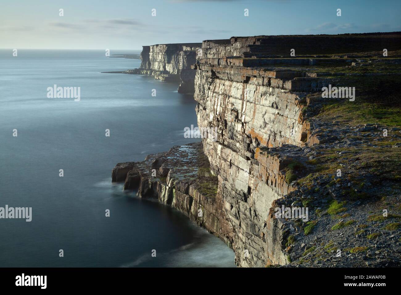 Cliffs on Inishmore island, largest of the Aran islands on the Wild Atlantic Way in Galway Ireland Stock Photo