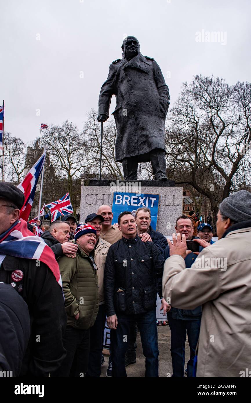 Partygoers on Brexit Day in London. 31st Jan 2020 Stock Photo