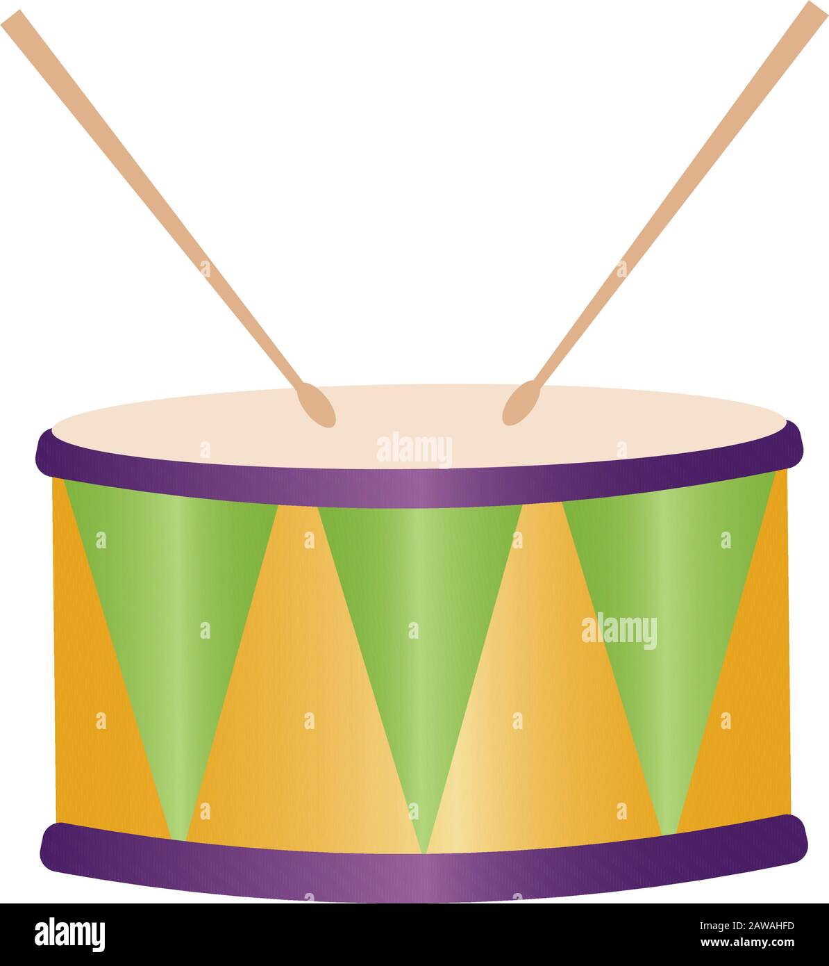 Isolated drum and drumsticks Stock Vector