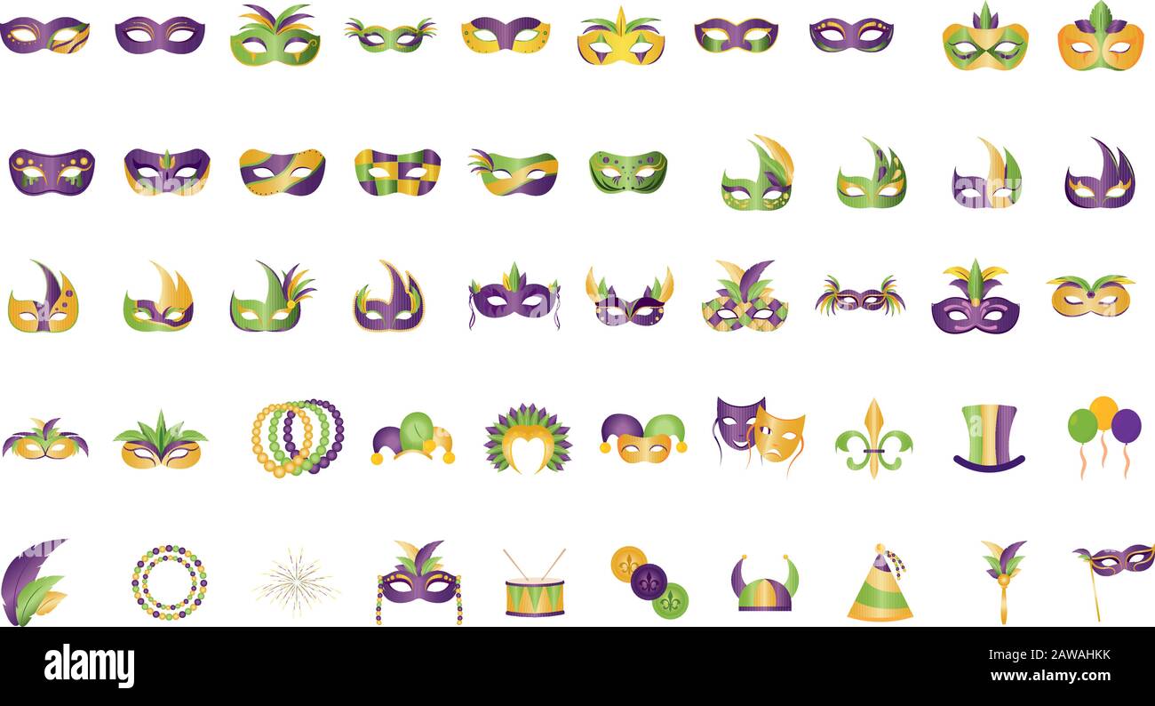 Set of mardi gras icons Stock Vector Image & Art - Alamy