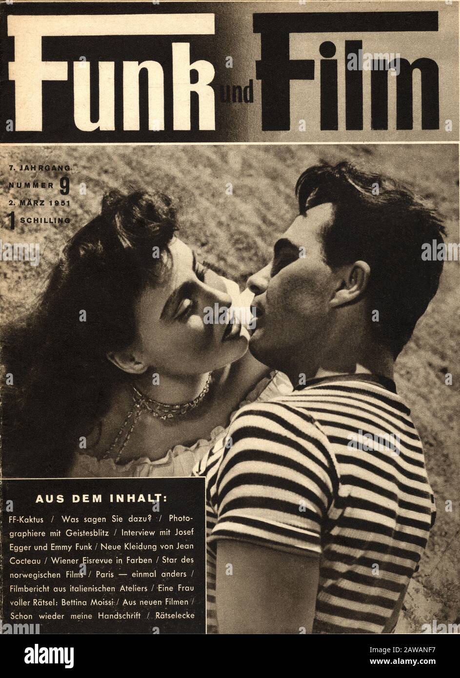 1951 , AUSTRIA : The austrian movie fans magazine FUNK UND FILM with in  cover a pubblicity still for the italian movie LA SCOGLIERA DEL PECCATO by  Rob Stock Photo - Alamy