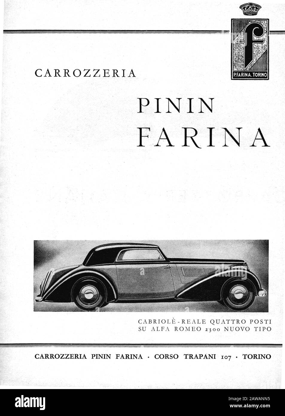 1935 , MILANO , ITALY The italian car industry ALFA ROMEO 2300B