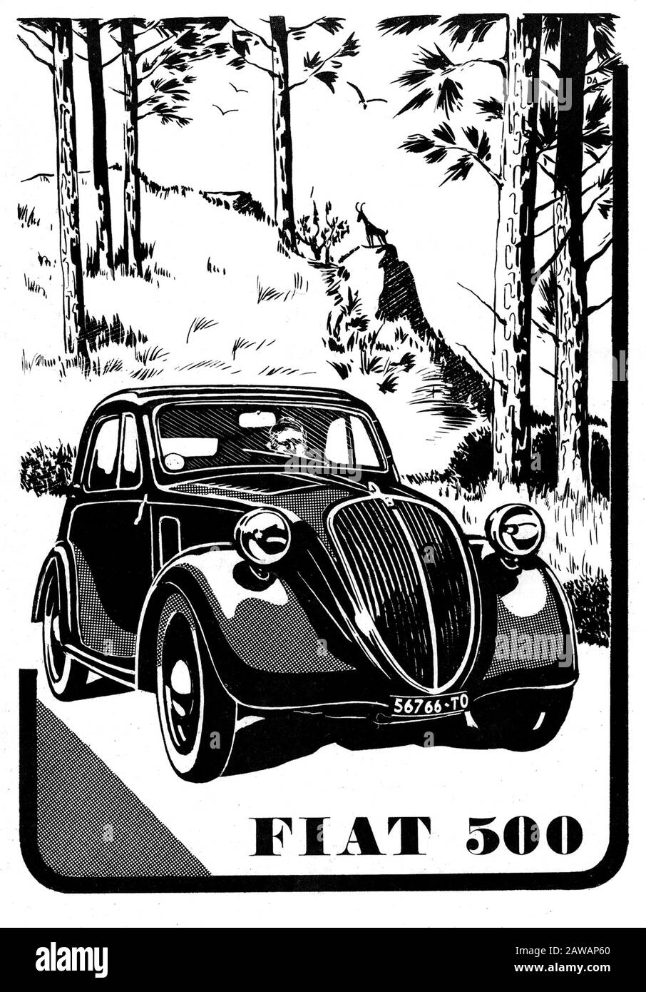 1940 ,TORINO ,  ITALY :  The italian car industry  FIAT ( F.I.A.T. Fabbrica Italiana Automobili Torino ) advertising for FIAT 500 ( TOPOLINO ).  - aut Stock Photo