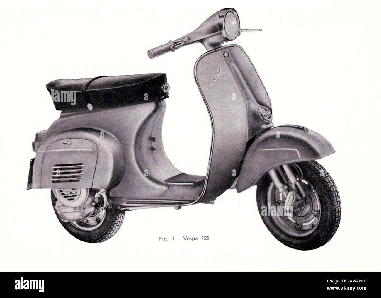 1965 , ITALY : The celebrated italian scooter NUOVA VESPA 125 by PIAGGIO  industry , photo from the Operating instructions and maintenance booklet  Stock Photo - Alamy