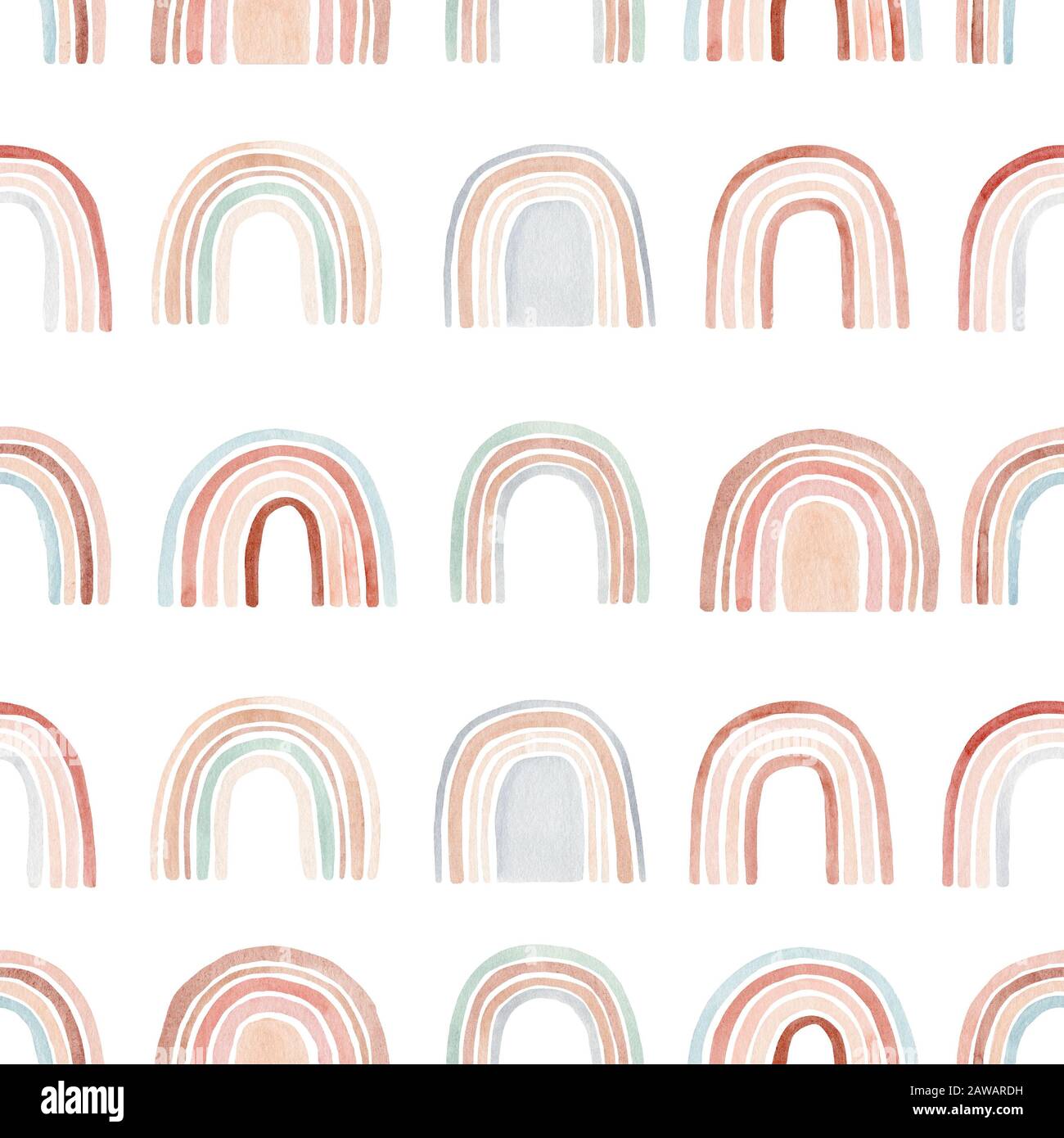 Watercolor Seamless Pattern With Rainbows In Warm Pastel Colors Hand Drawn Cute Abstract Background Digital Paper Perfect For Kids Fabric Textile An Stock Photo Alamy