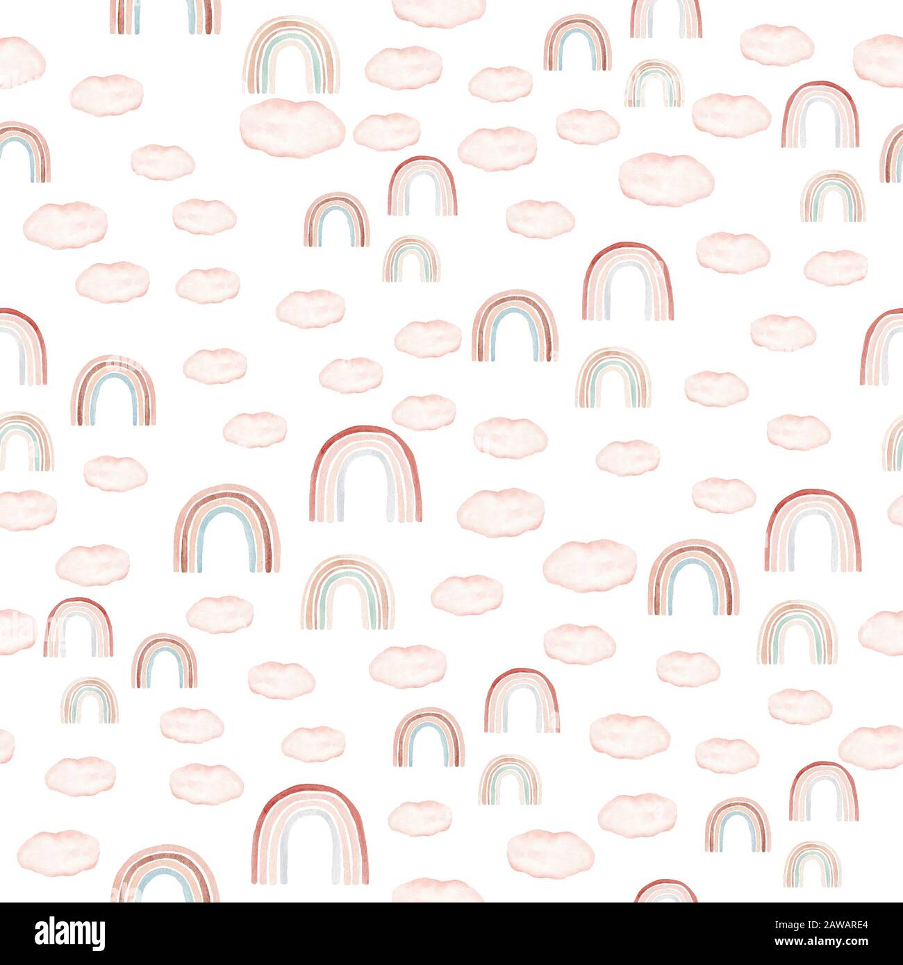 Watercolor Seamless Pattern With Rainbows In Warm Pastel Colors Hand Drawn Cute Abstract Background Digital Paper Perfect For Kids Fabric Textile An Stock Photo Alamy