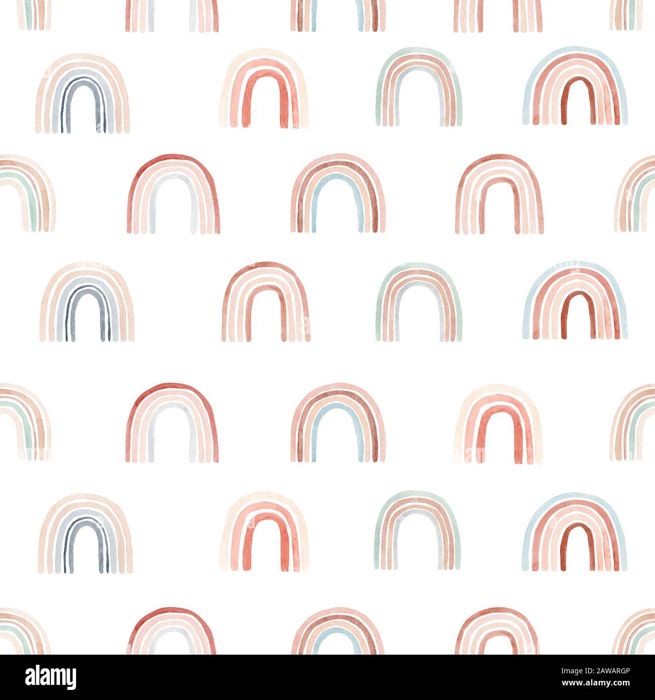 Watercolor Seamless Pattern With Rainbows In Warm Pastel Colors Hand Drawn Cute Abstract Background Digital Paper Perfect For Kids Fabric Textile An Stock Photo Alamy