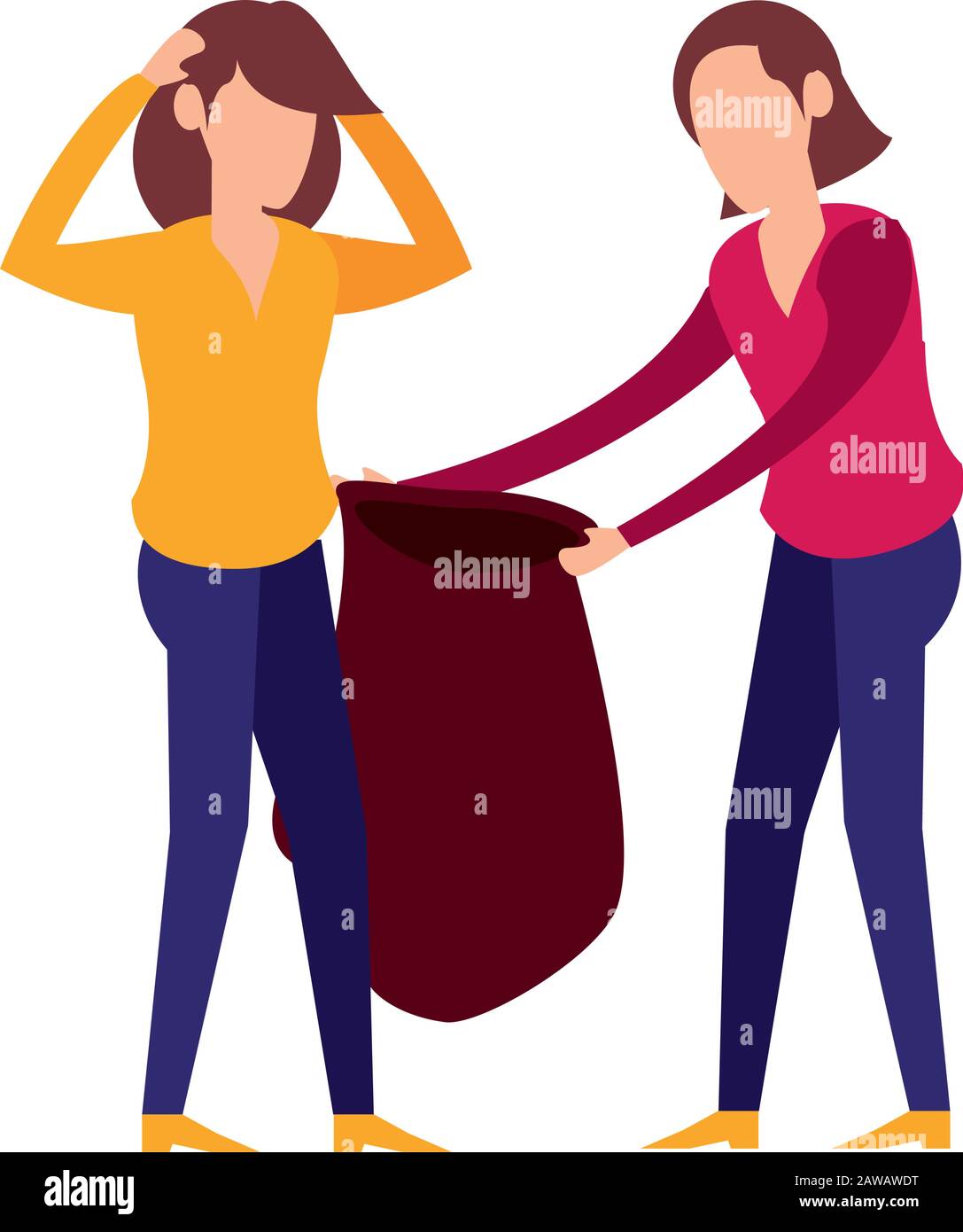 women lifting plastic garbage bag Stock Vector Image & Art Alamy