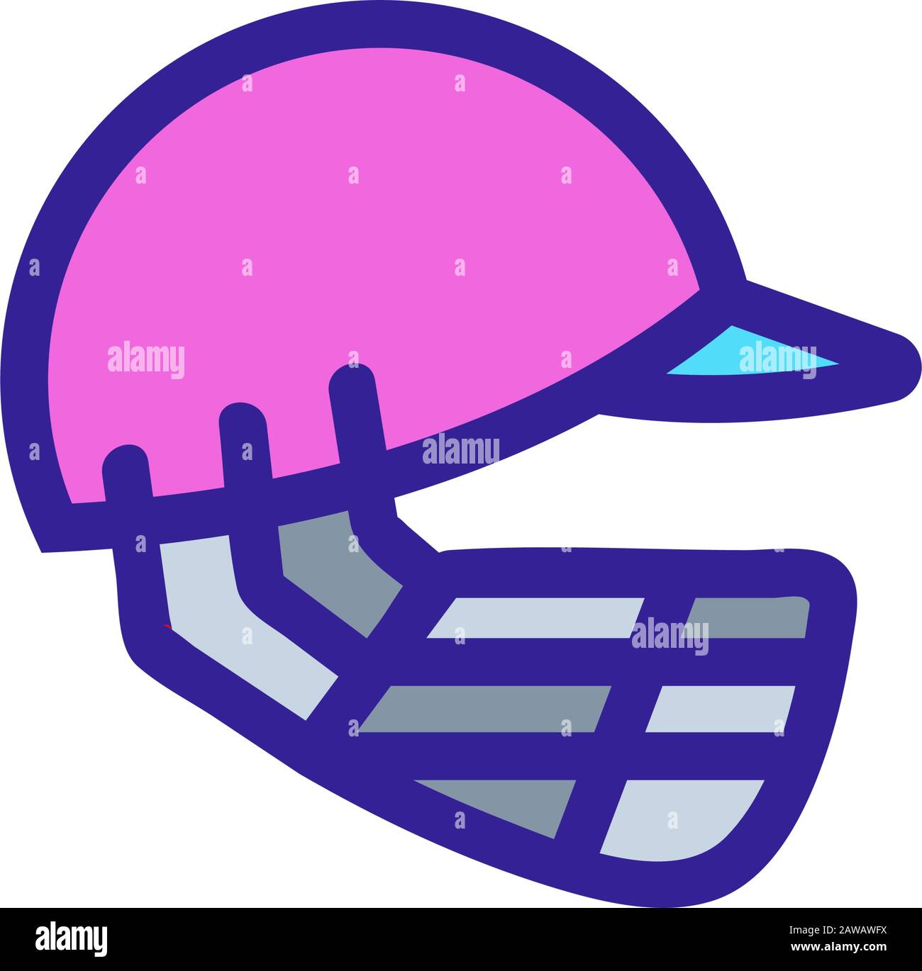 Cricket helmet icon vector. Isolated contour symbol illustration Stock