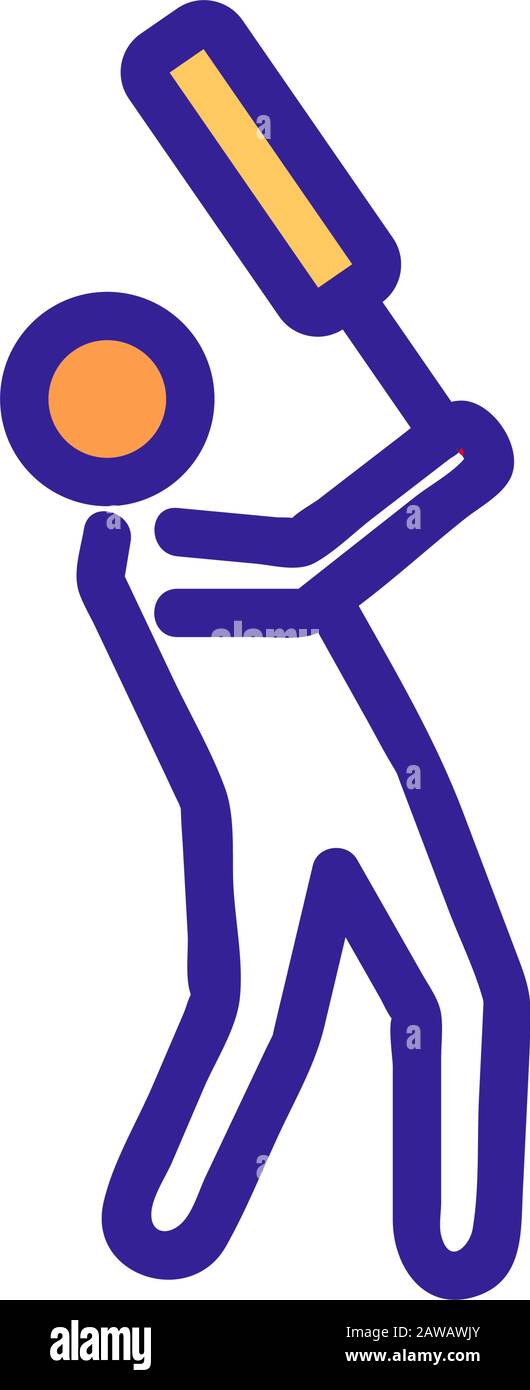 Cricket player icon vector. Isolated contour symbol illustration Stock