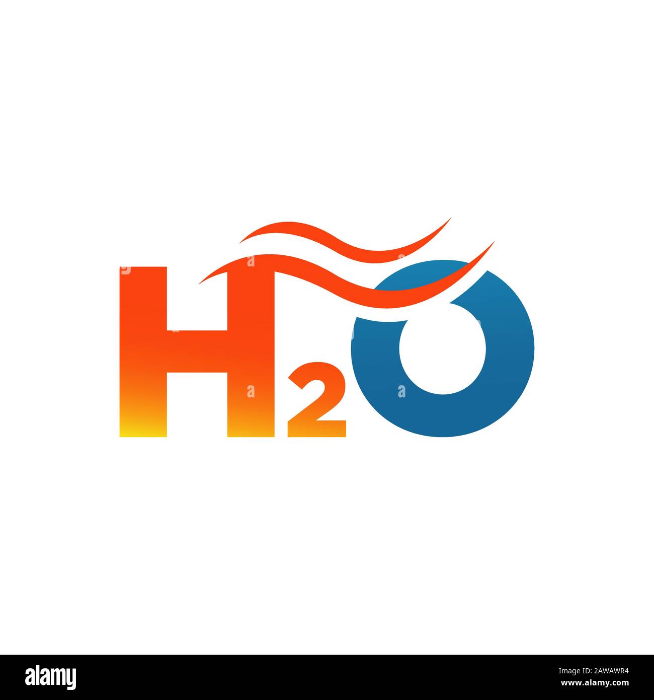 custom H2O logo chemical formula for water the letter of H2O vector Stock Vector