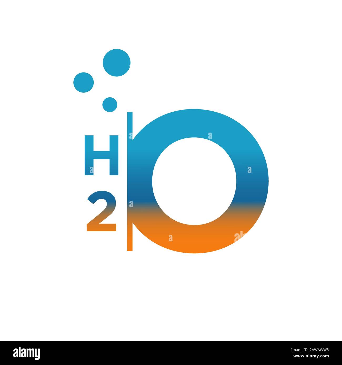 custom H2O logo chemical formula for water the letter of H2O vector Stock Vector