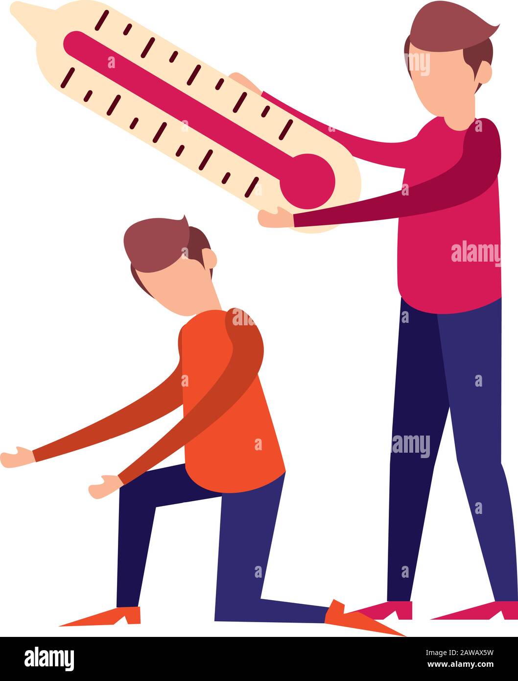 group of men lifting thermometer characters Stock Vector Image & Art