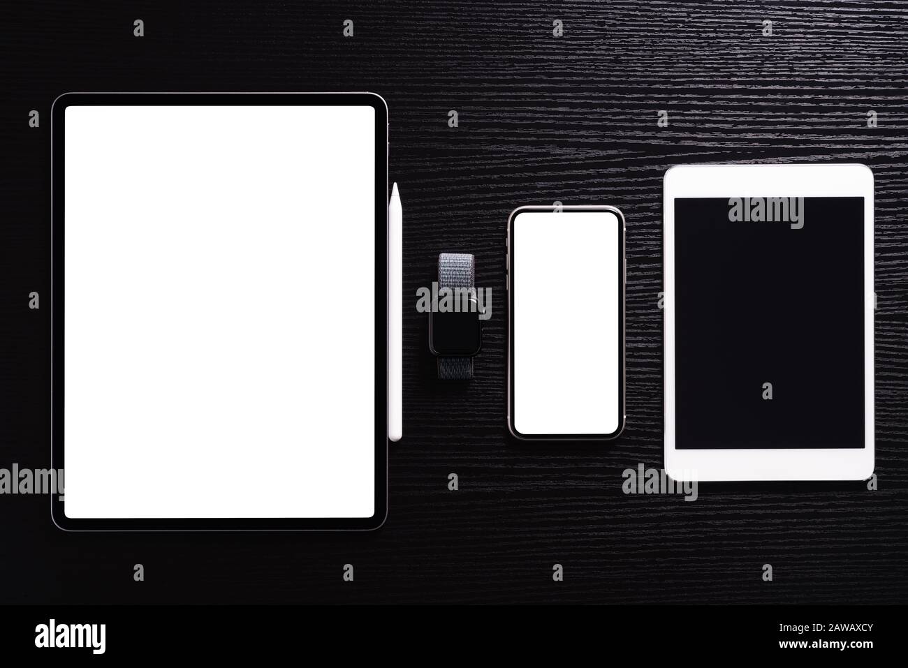 communication electronic device on table top view Stock Photo - Alamy
