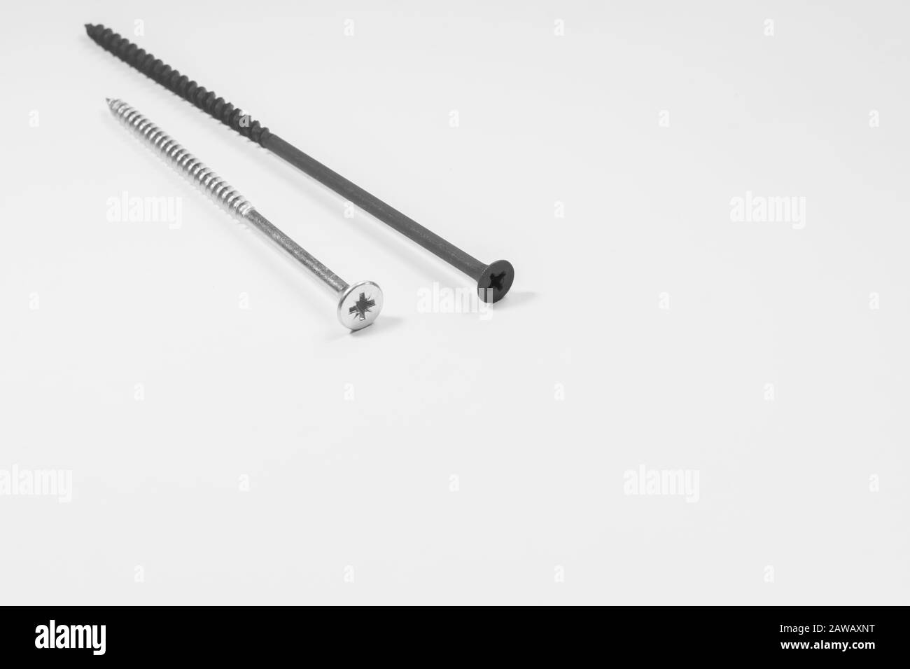 Steel screw on a white background. working tools Stock Photo