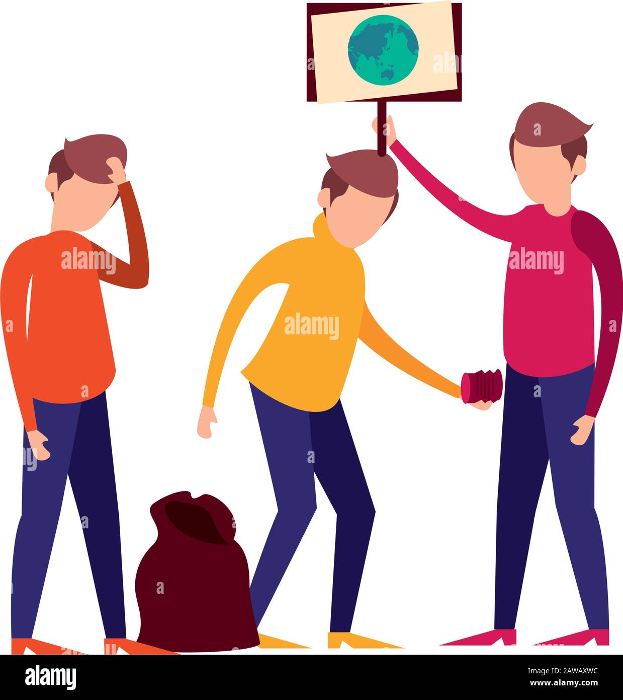 men with plastic garbage bag Stock Vector Image & Art Alamy