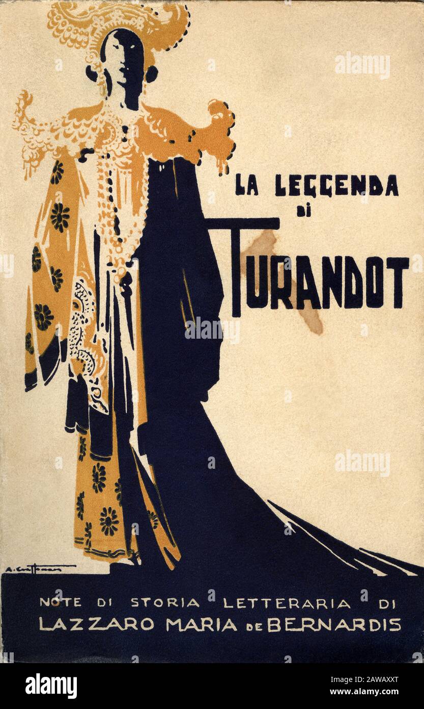 1932 , ITALY : The celebrated italian music composer  GIACOMO PUCCINI ( 1858 - 1924 ) author of TURANDOT . Cover of book LA LEGGENDA DI TURANDOT ( Soc Stock Photo