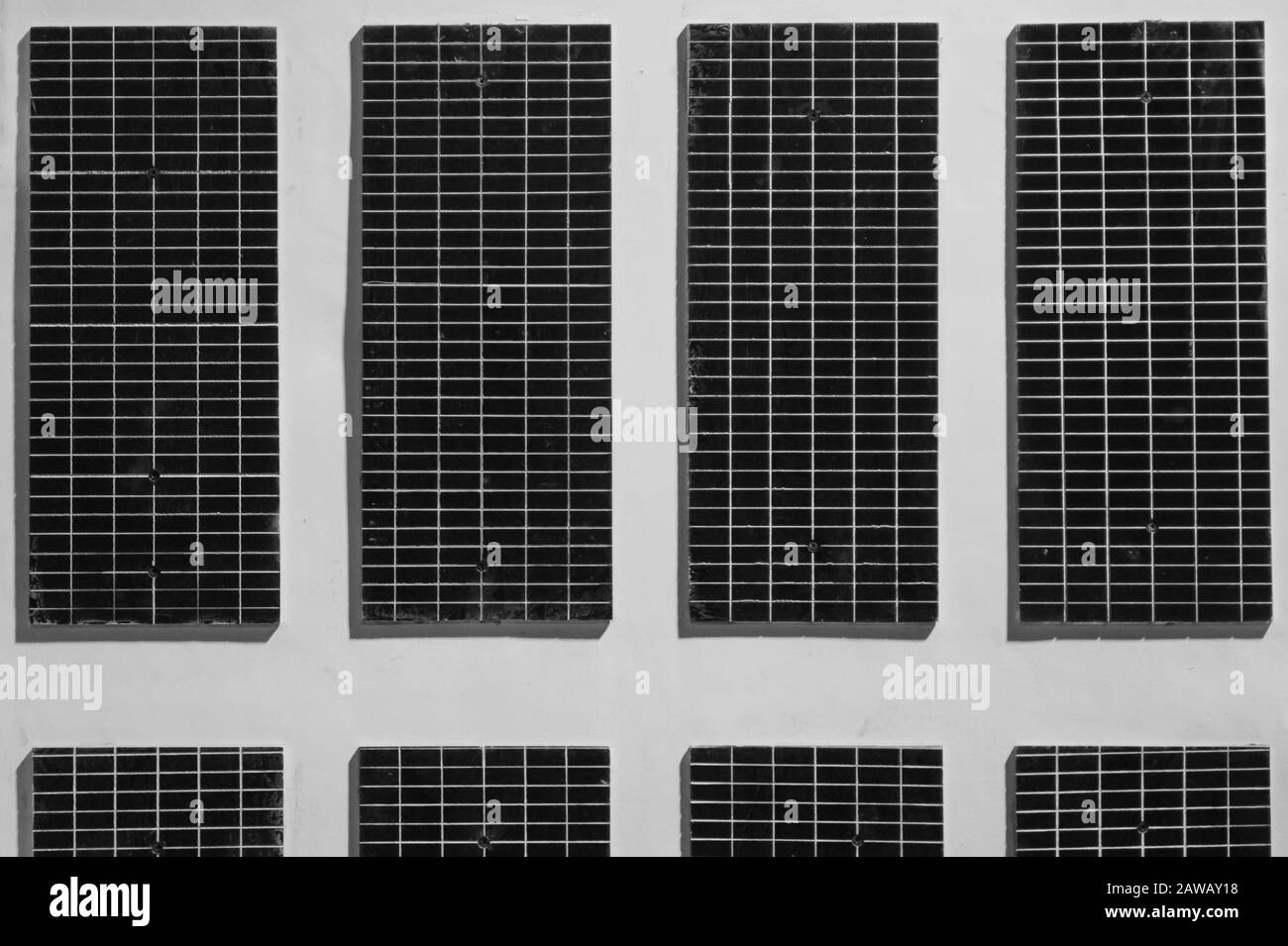Solar panels pattern texture background black and white Stock Photo