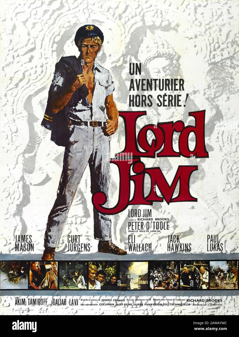 1965 , USA : The french poster advertising for the movie LORD JIM by RICHARD BROOKS , from a novel by Joseph Conrad , with PETER O'TOOLE and Daliah La Stock Photo