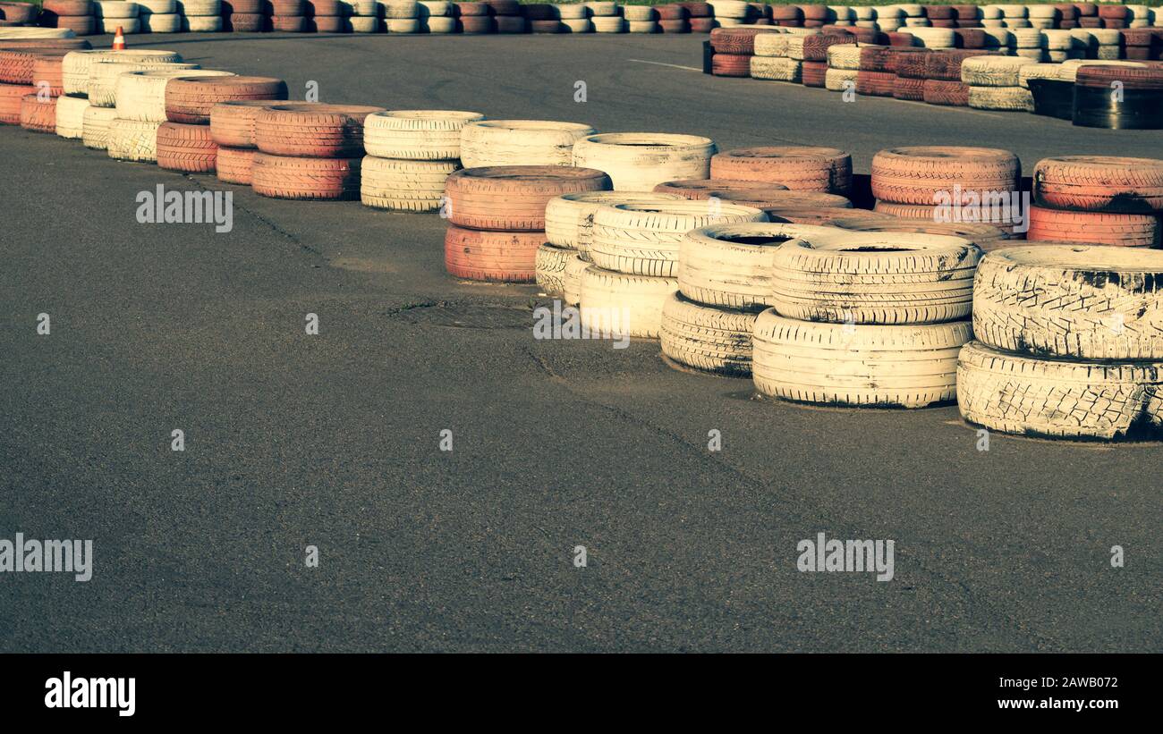 RC car track safety barrier tire stack installation