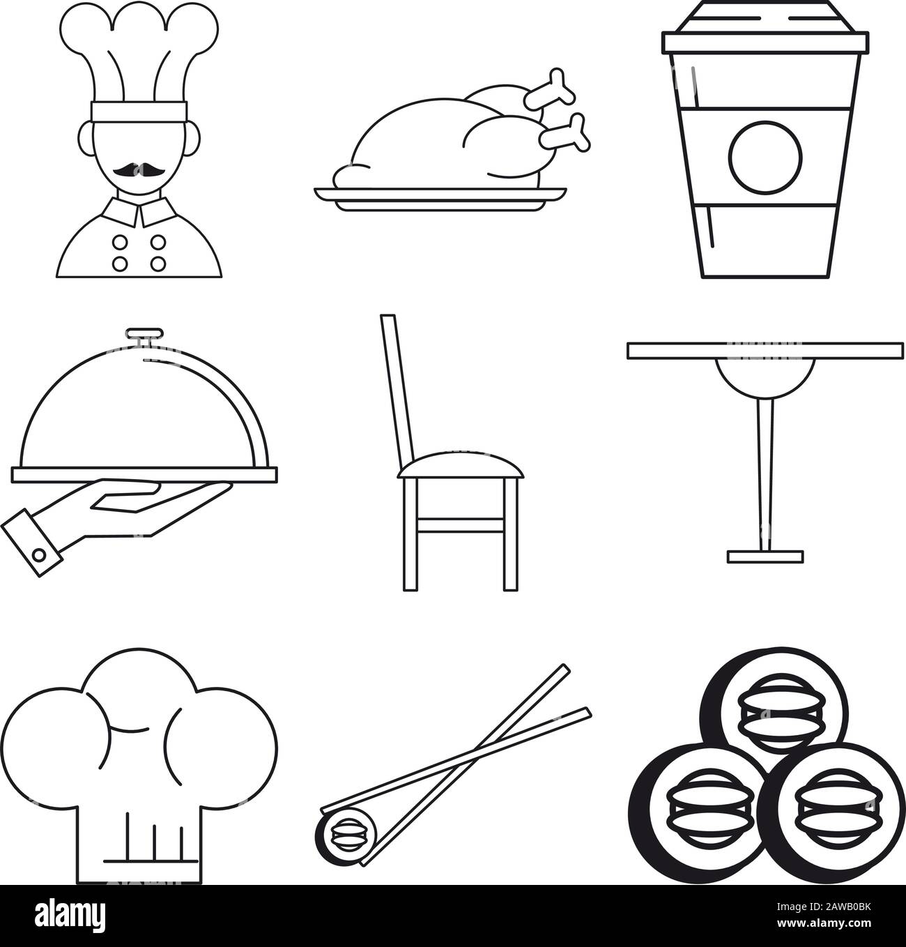 bundle of restaurant set icons Stock Vector Image & Art - Alamy