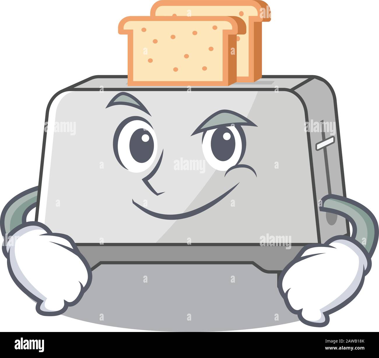 Cool bread toaster mascot character with Smirking face Stock Vector