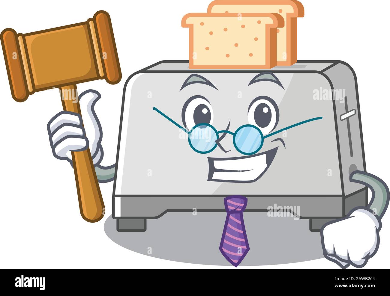 Smart Judge bread toaster in mascot cartoon character style Stock ...