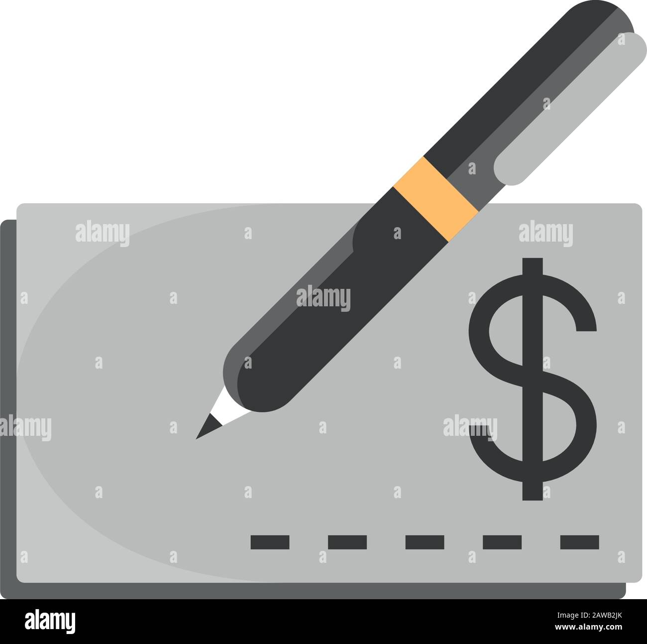 check signature pen write money business finance vector illustration