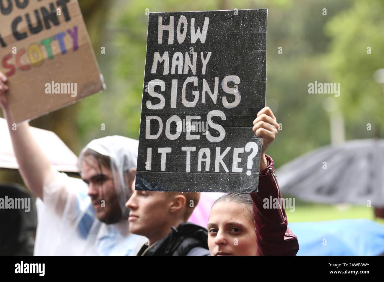 Sydney, Australia. 8th February 2020. Community Action for Rainbow Rights organised a protest against the Religious Freedom Bill. Protesters marched from Sydney Town Hall to the Hyde Park fountain. Credit: Richard Milnes/Alamy Live News Stock Photo