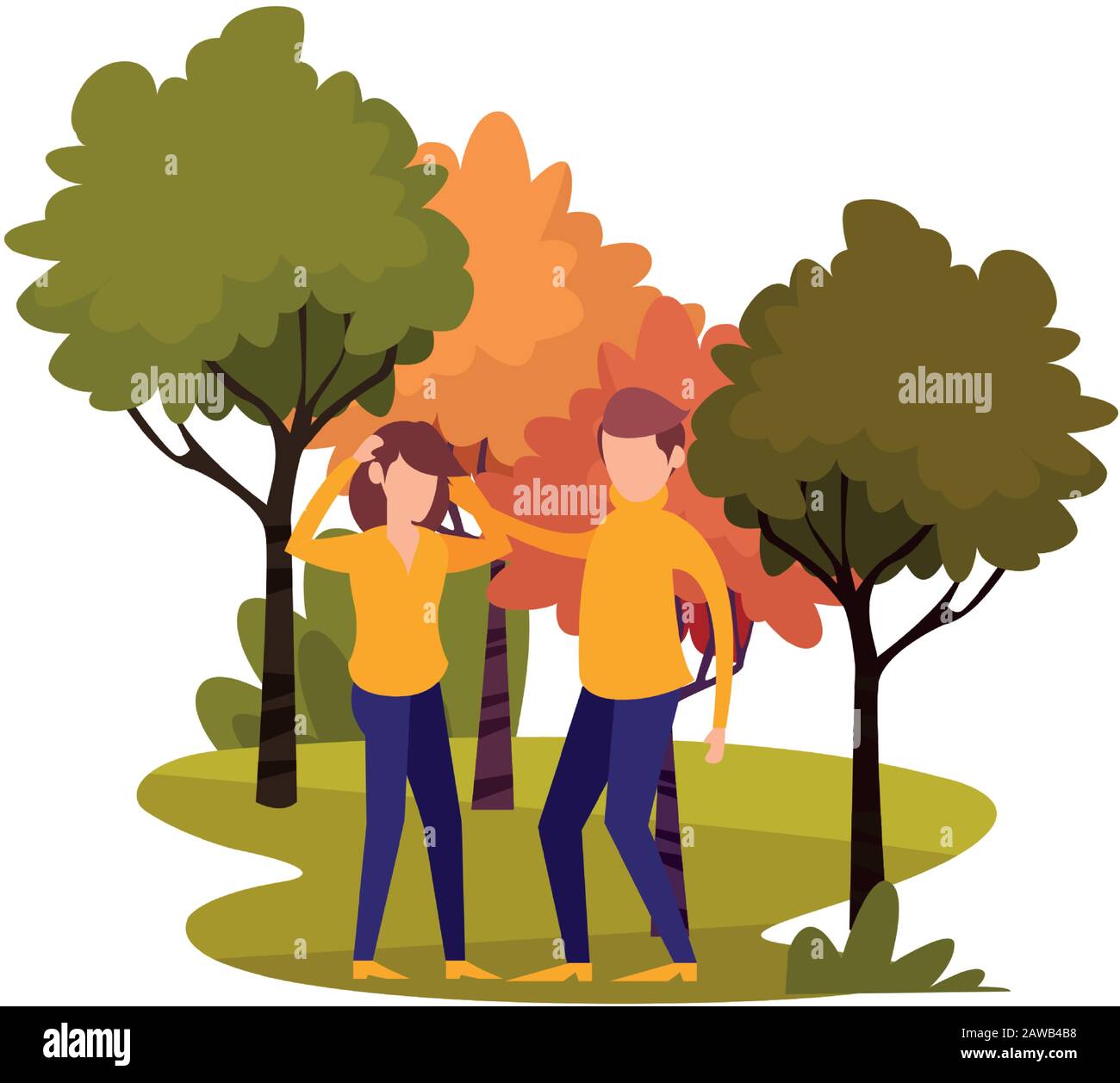 friends couple in the camp avatars characters Stock Vector Image & Art ...