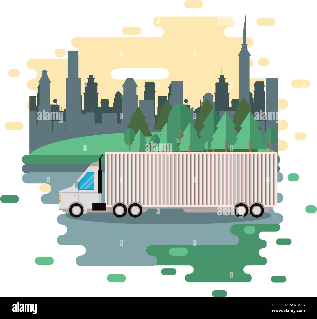 truck delivery service on the city scene Stock Vector Image & Art - Alamy