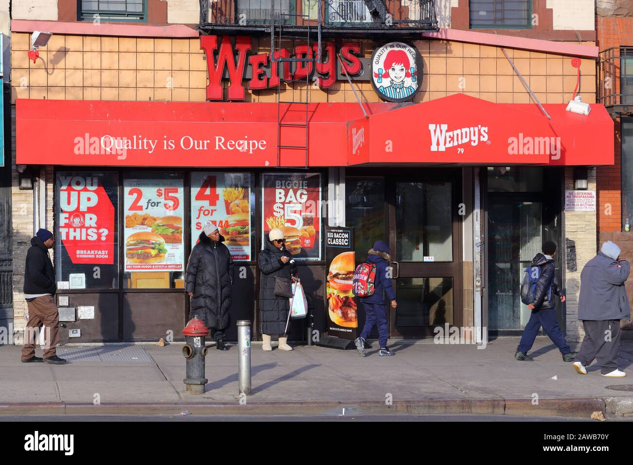 [historical storefront] Wendy's, 79 E 125th St, New York, NYC storefront photo of a fast food restaurant in Harlem, Manhattan Stock Photo