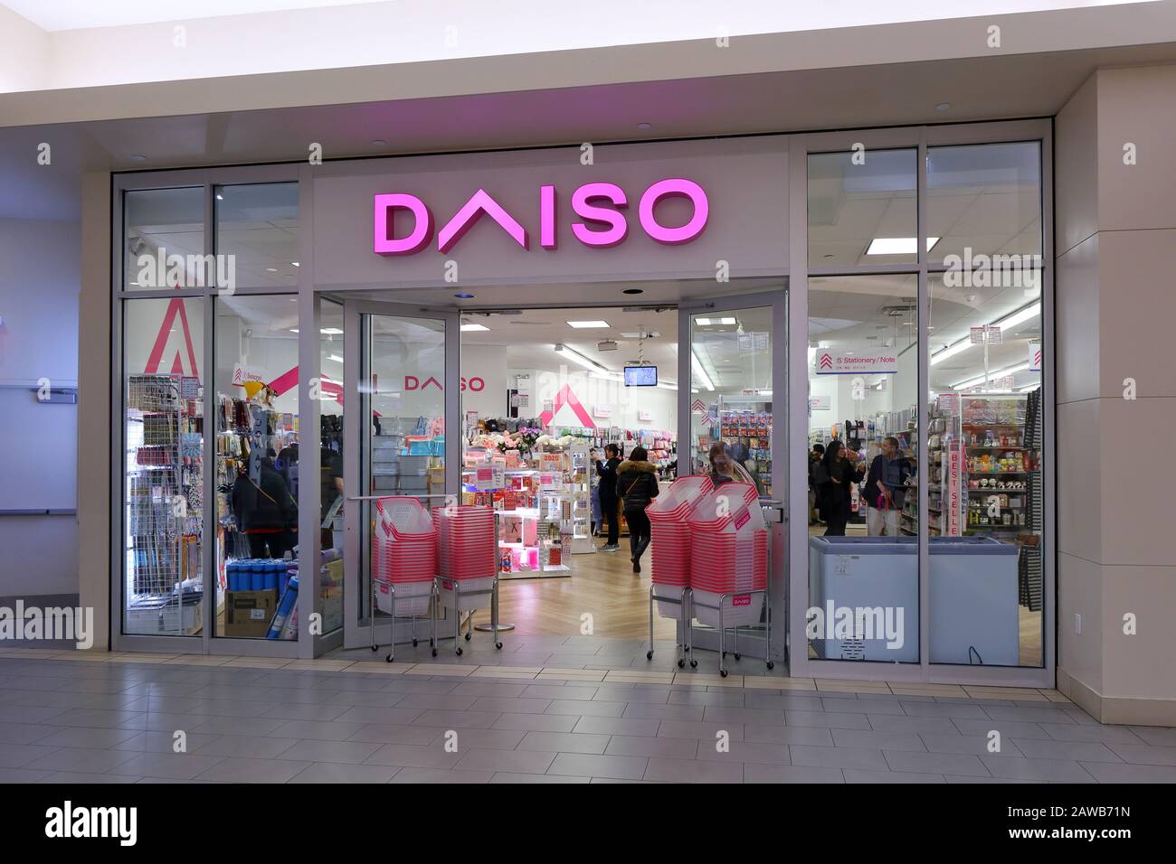 A Daiso discount shop at the Skyview Center, Flushing, NY Stock Photo