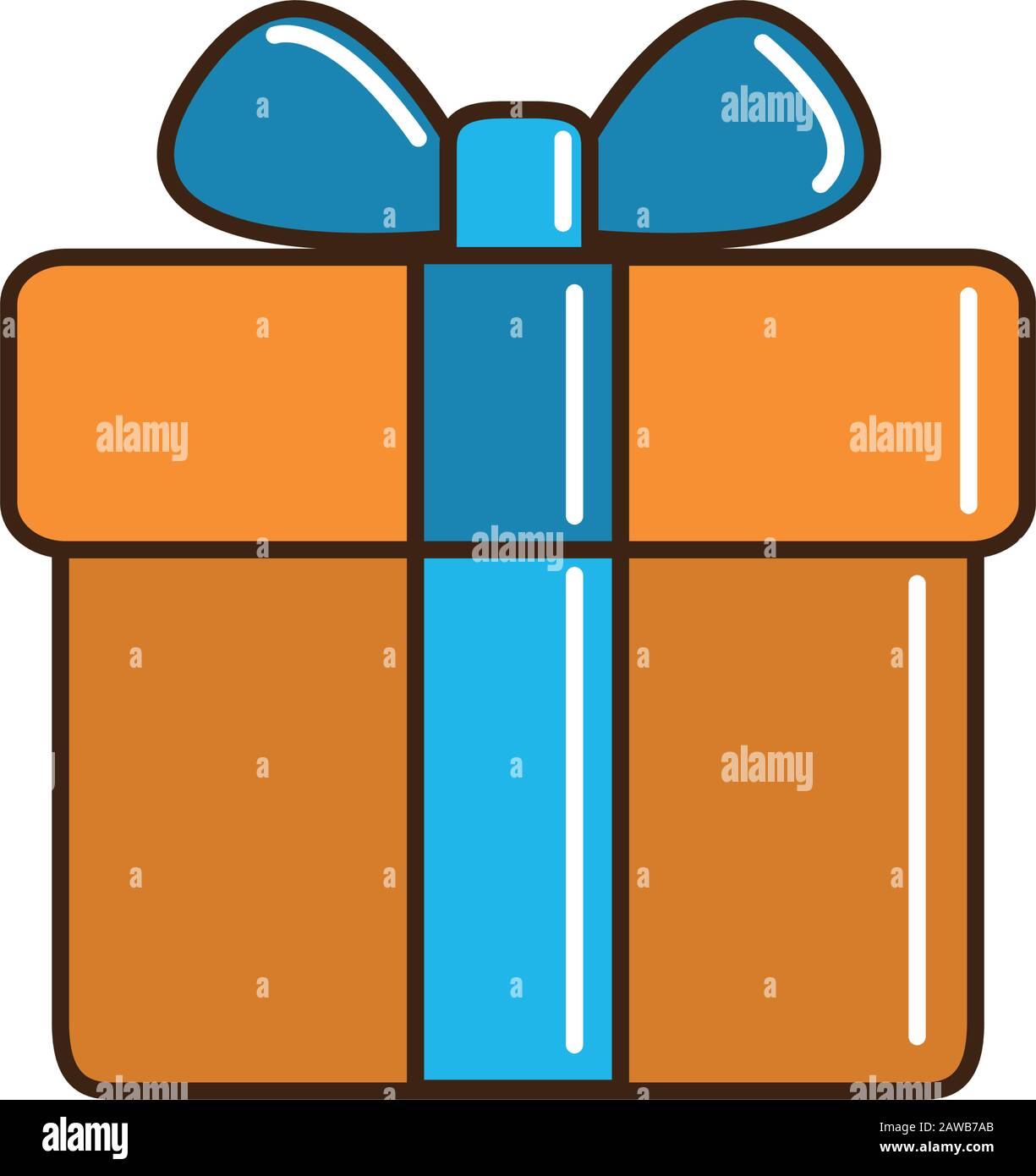 gift box ribbon surprise cargo delivery vector illustration line and