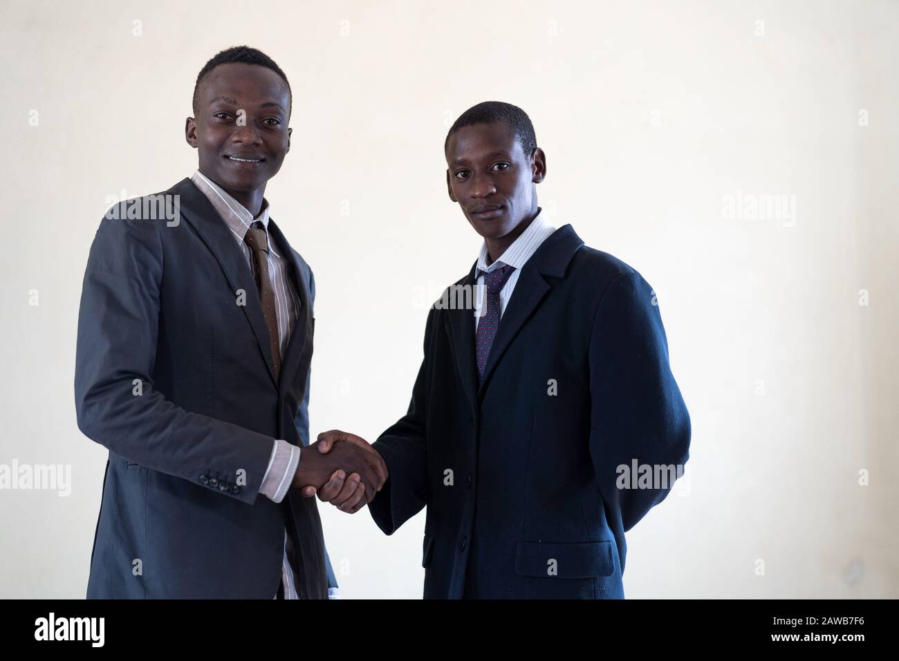 Black Businessmen together and thinking feeling confident Stock Photo