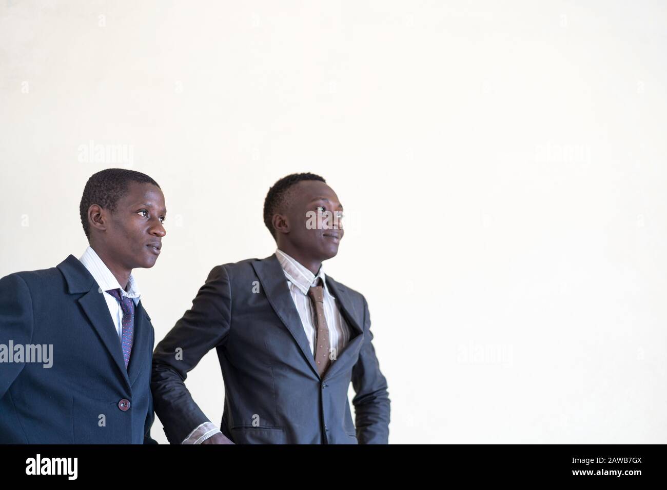 Black handsome	 worker thinking manager showing happiness Stock Photo