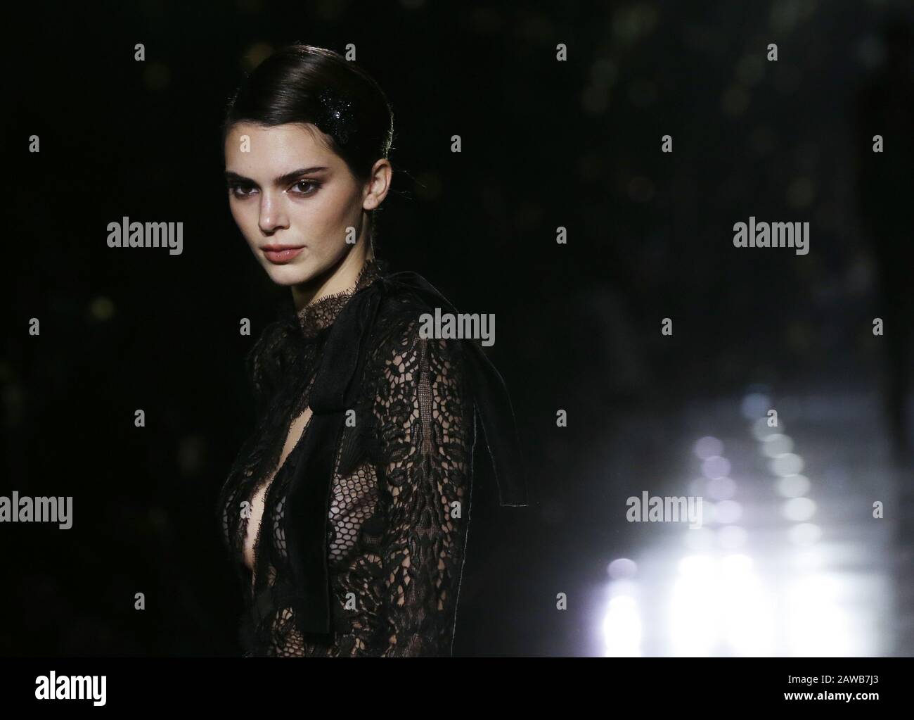 Los Angeles, United States. 07th Feb, 2020. Kendall Jenner walks on the runway at the Tom Ford AW20 Show at Milk Studios on Friday, February 07, 2020 in Hollywood, California. Photo by John Angelillo/UPI Credit: UPI/Alamy Live News Stock Photo