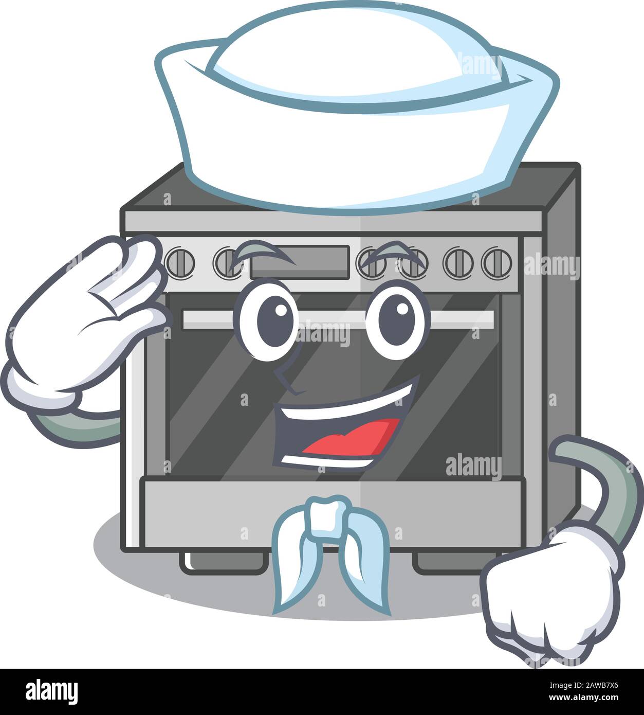 Kitchen stove cartoon concept Sailor wearing hat Stock Vector Image