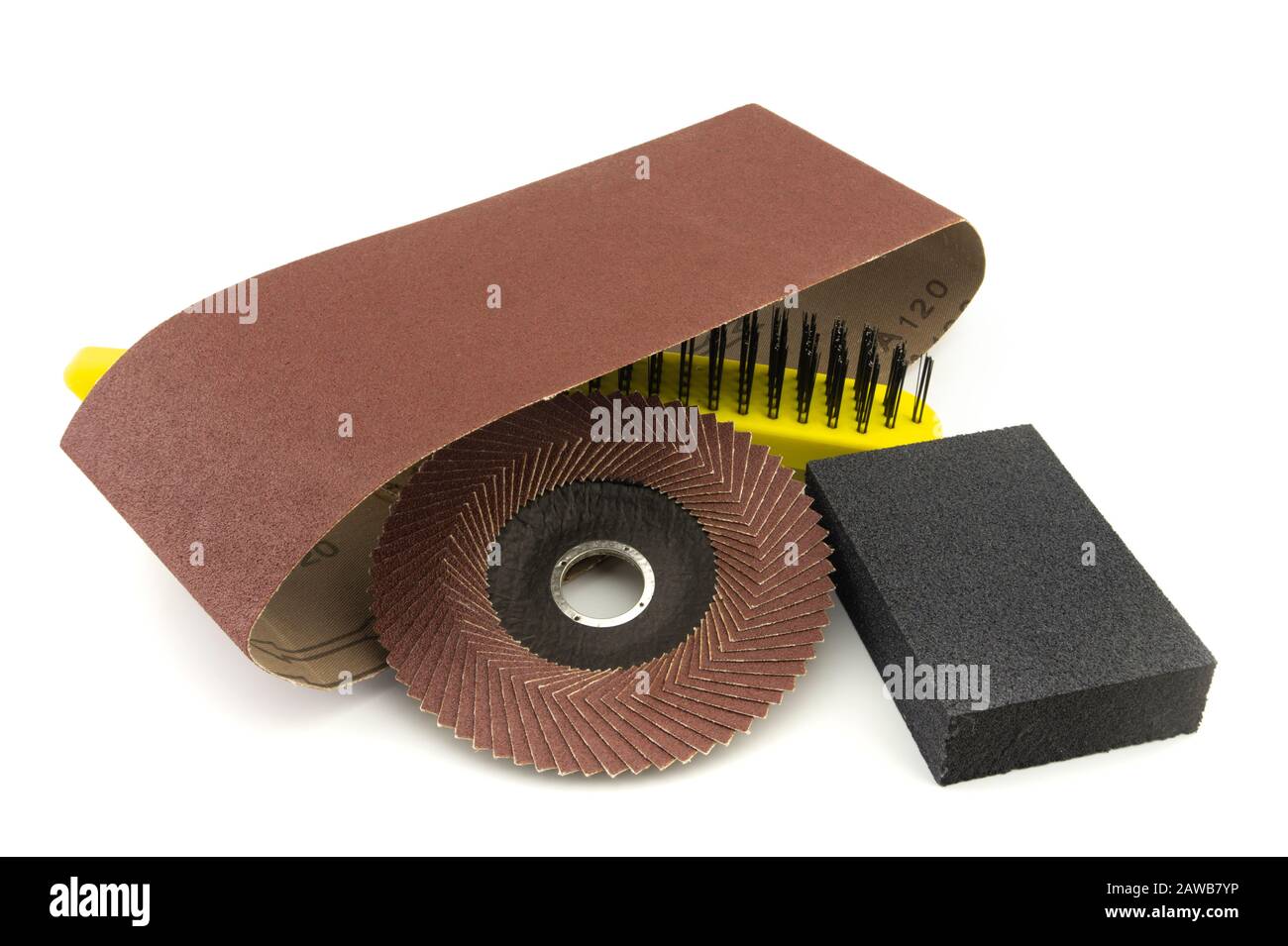 https://c8.alamy.com/comp/2AWB7YP/set-of-different-tools-for-grinding-sanding-belt-metal-wire-bristle-brush-abrasive-sponge-and-flap-disc-for-angle-grinder-isolated-on-white-backg-2AWB7YP.jpg