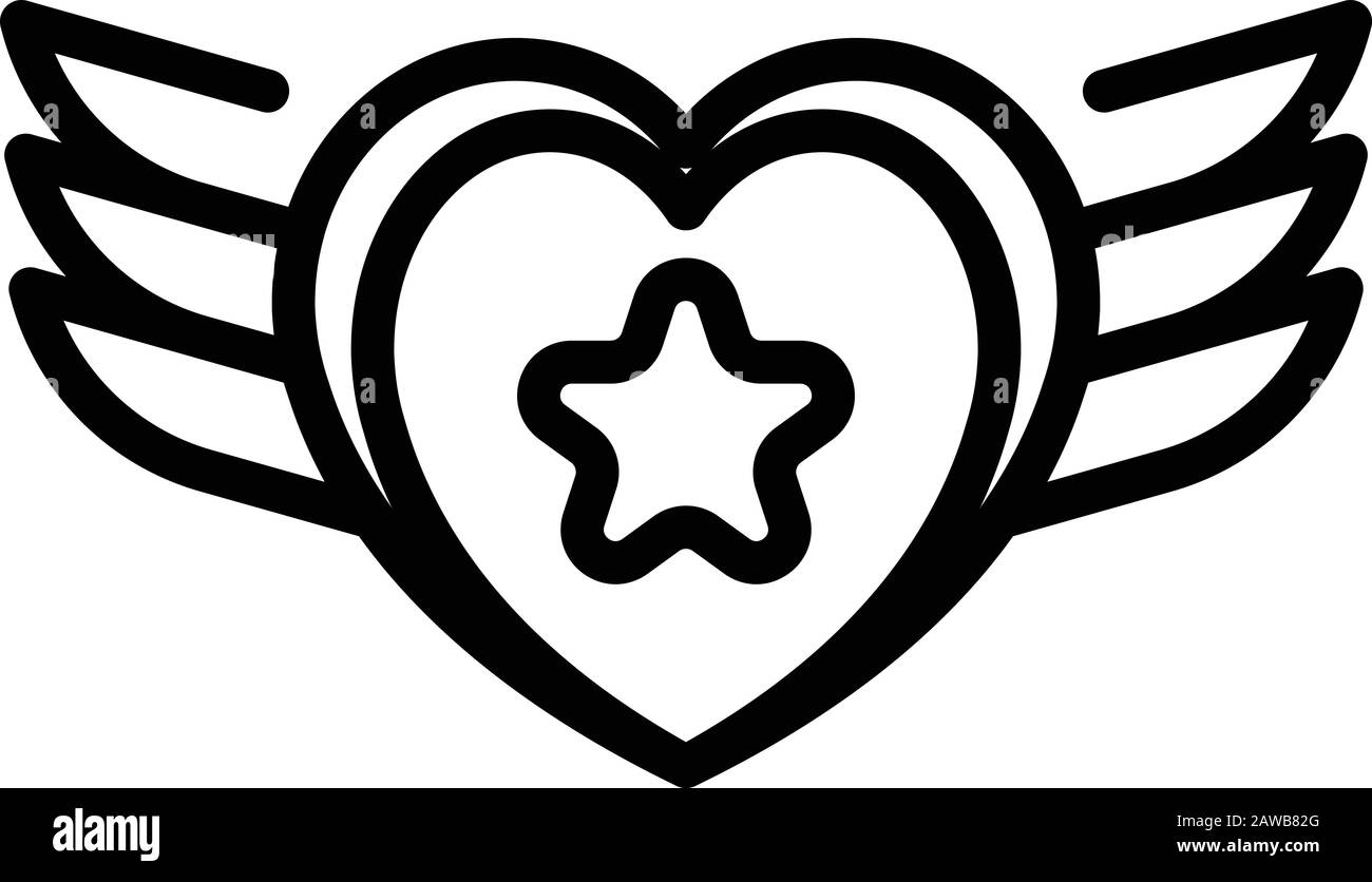 Tattoo Star Wings Heart Icon Outline Style Stock Vector Image Art Alamy