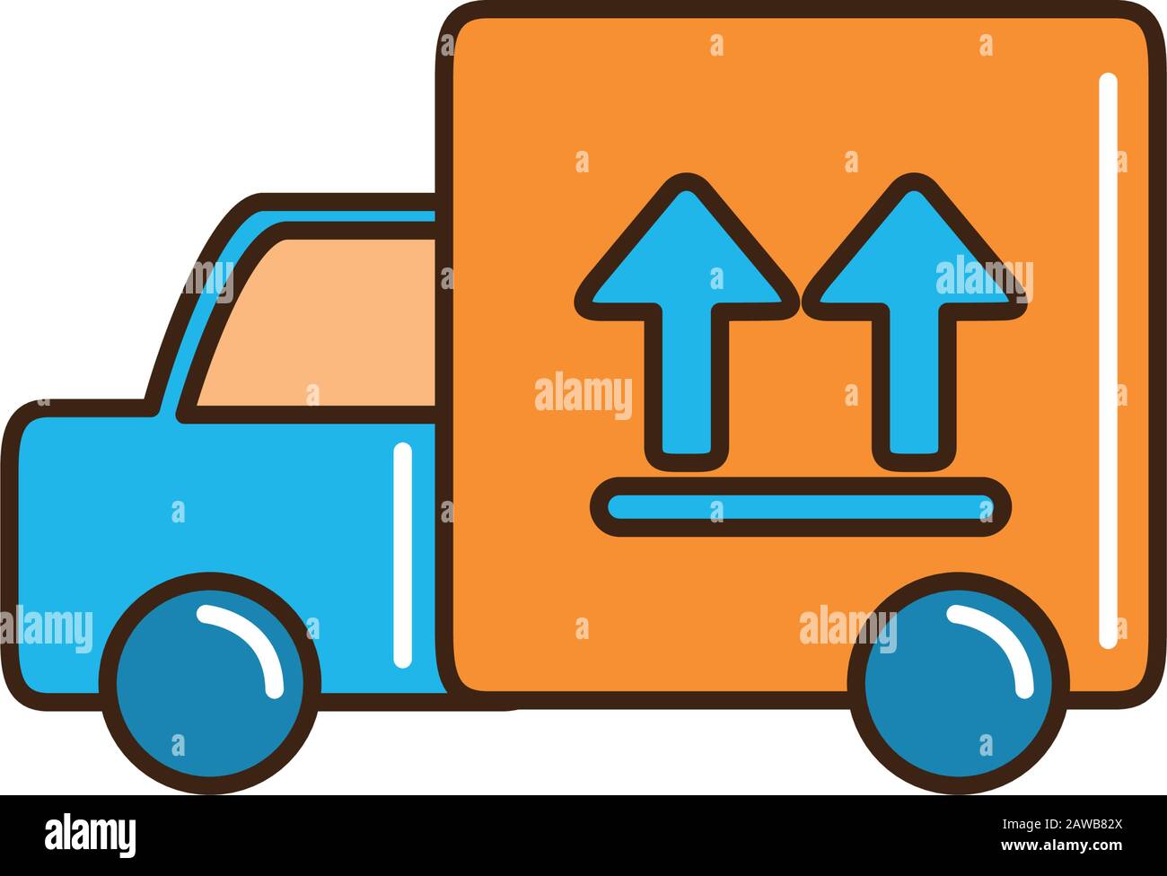 truck transport box shipping cargo delivery vector illustration line