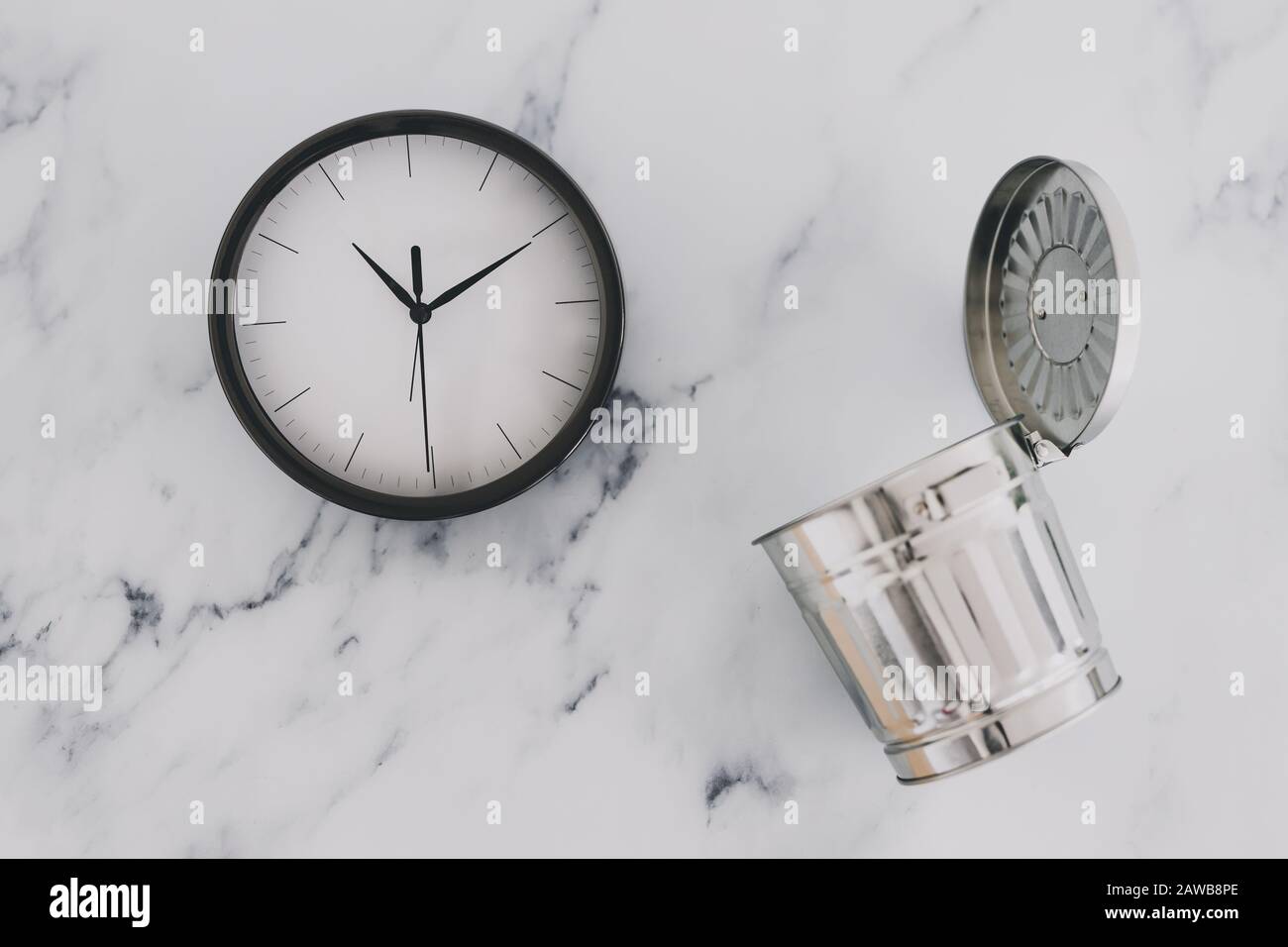 Concept Of Not Wasting Time And Productivity Clock Next To Semi