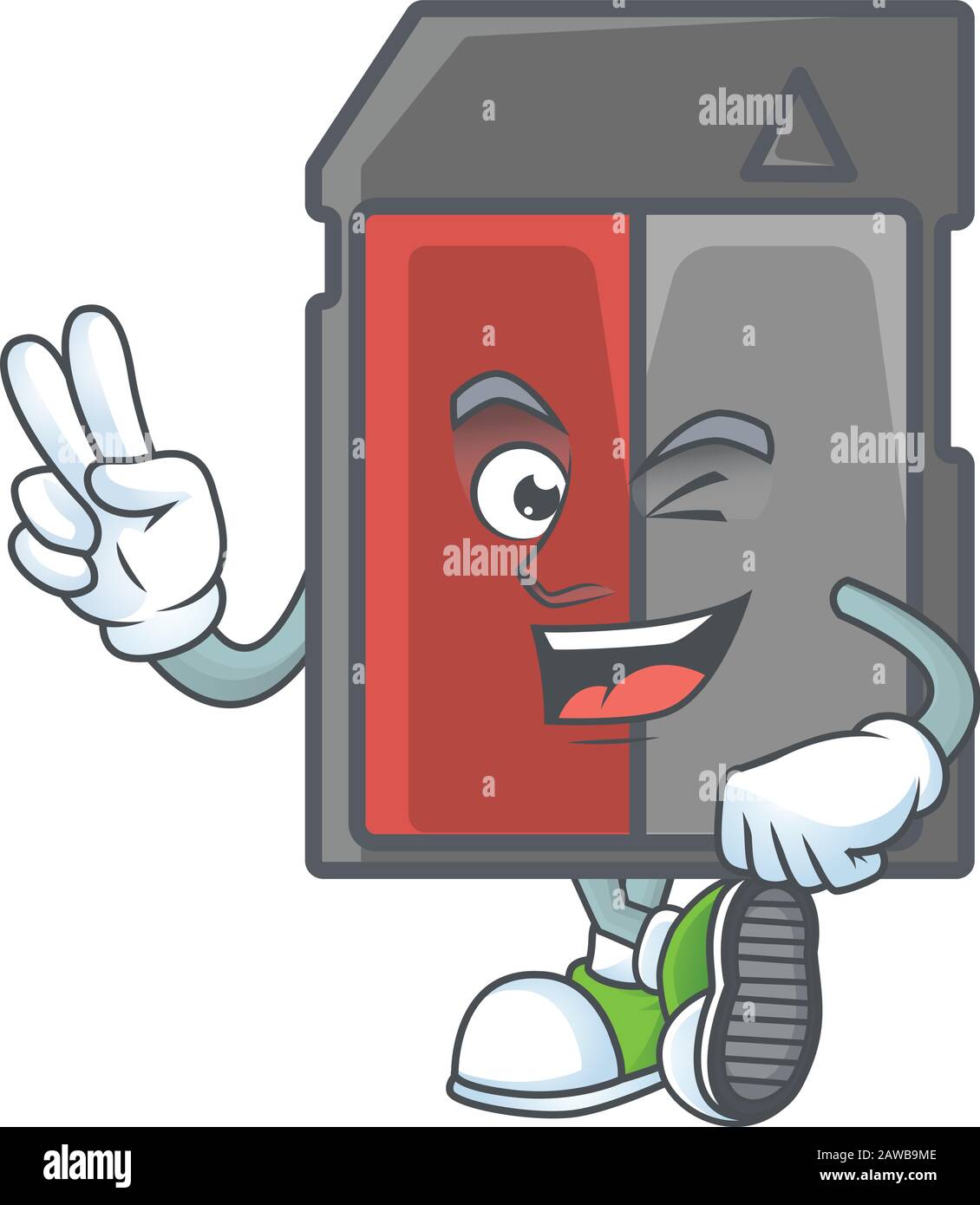 Cute cartoon mascot picture of memory card with two fingers Stock ...