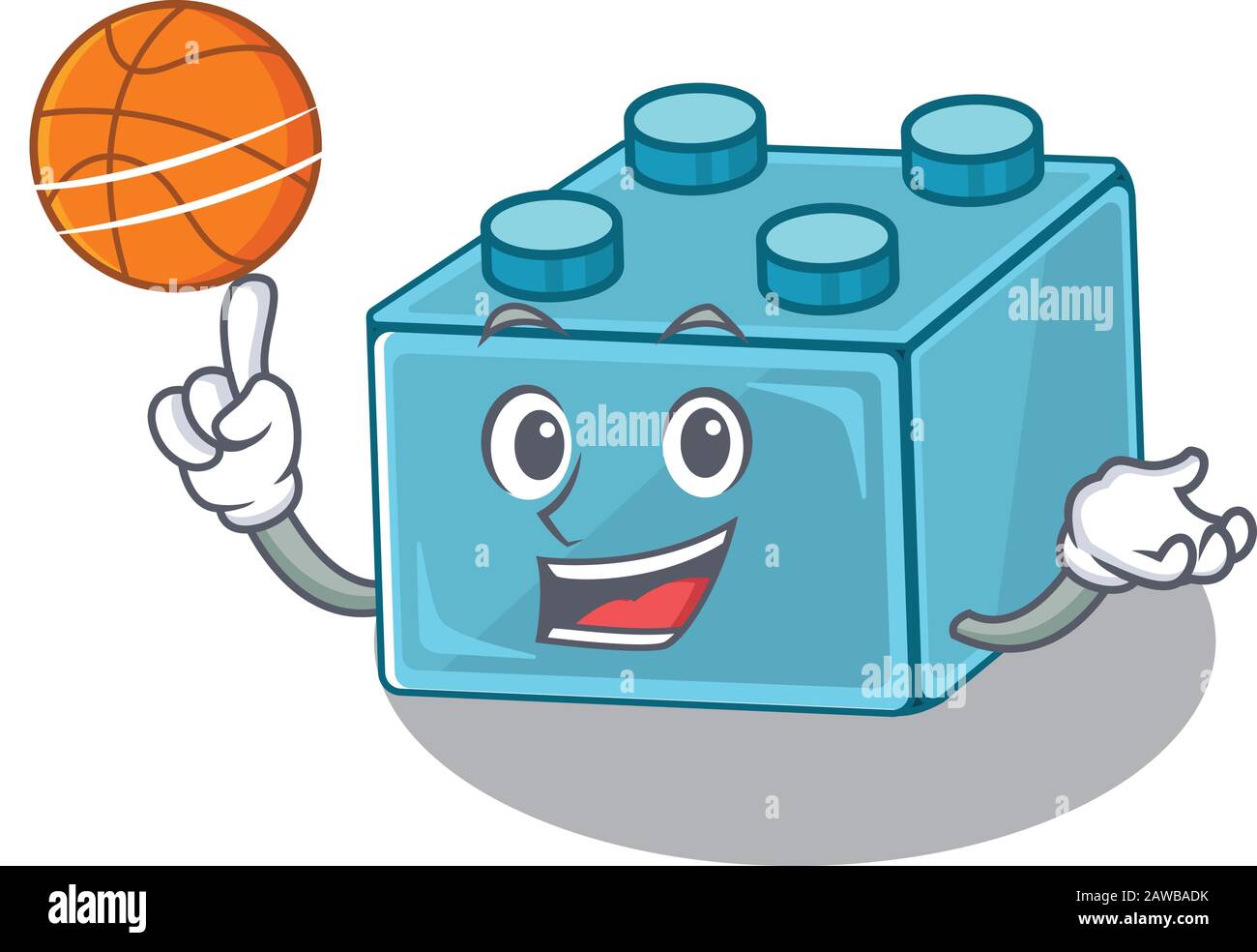 A mascot picture of lego brick toys cartoon character playing basketball Stock Vector Image