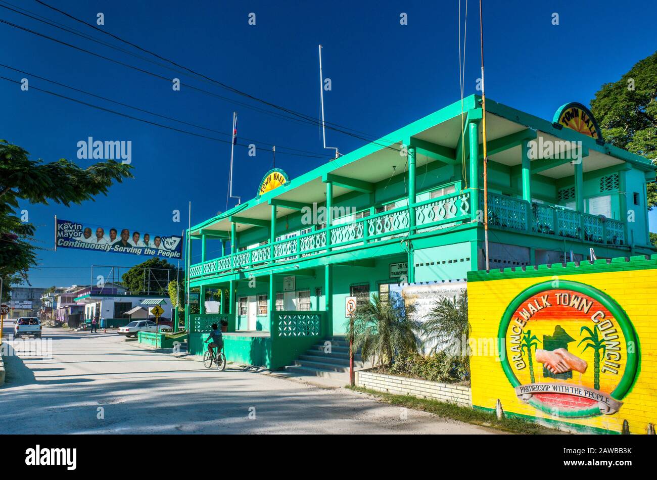 Town Hall in Orange Walk Town, Orange Walk District, Belize Stock Photo