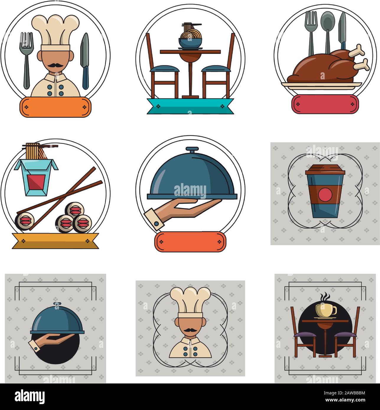 bundle of restaurant set icons Stock Vector Image & Art - Alamy