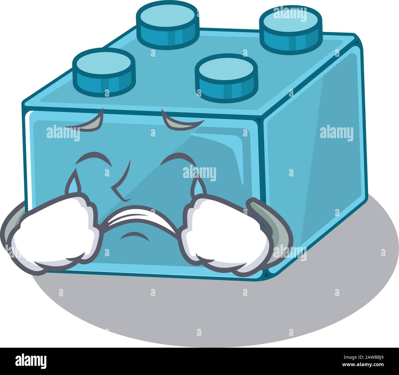 Lego brick toys cartoon character concept with a sad face Stock Vector